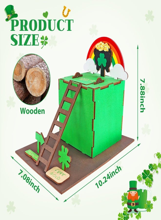 RGJ St Patrick's Day Leprechaun Trap Kit for Kids, Wooden DIY Leprechaun Trap Craft Kit to Catch A Leprechaun, St Patrick's Day Decorations for Kids Party Supplies (Finished Painted) - Image 2